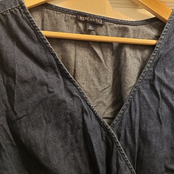 J. Crew  ruffle Denim faux wrap dress,  XL - Picture 2 of 2